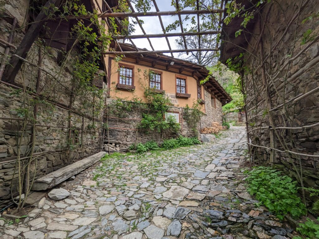 コヴァチェヴィツァのオレンジ色の家と石畳