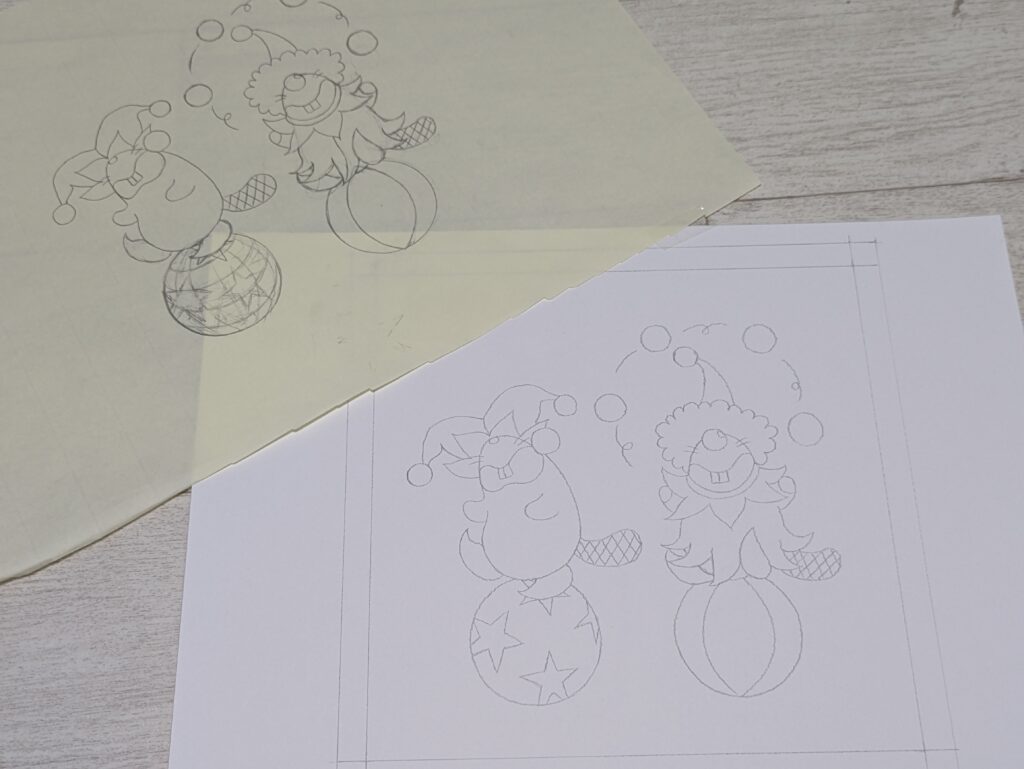 絵本の下書きをした画用紙