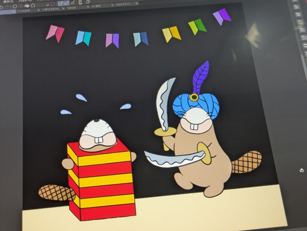ナイフを持ったビーバーのイラスト