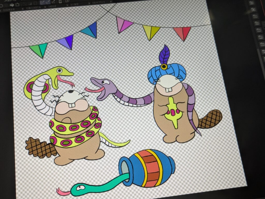 背景白の蛇使いイラスト