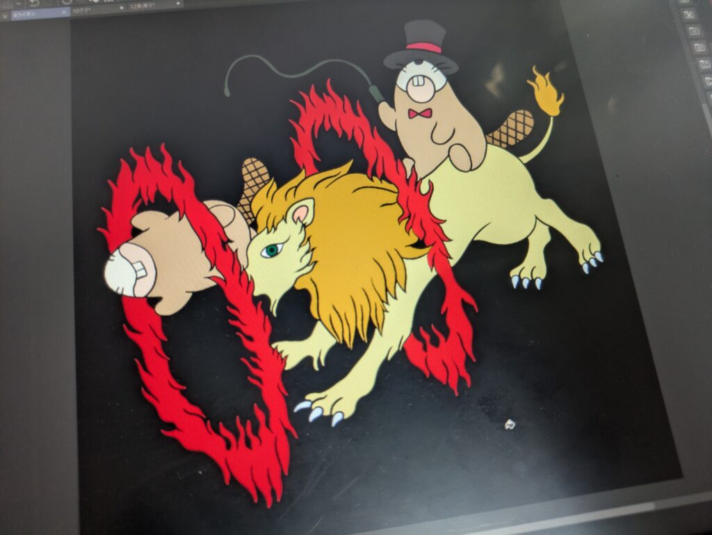 背景が黒い猛獣使いのイラスト