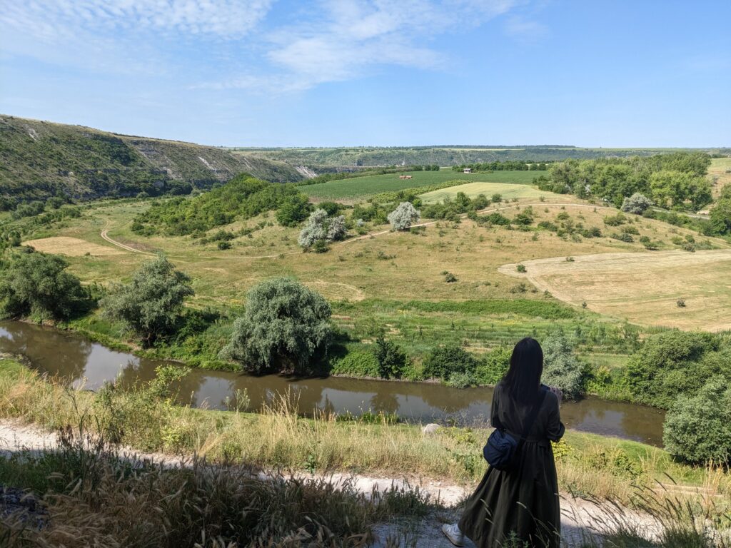 オルヘイウルヴェキの自然と観光客の女性