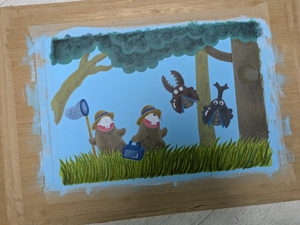板張り原画カブトムシとの別れ