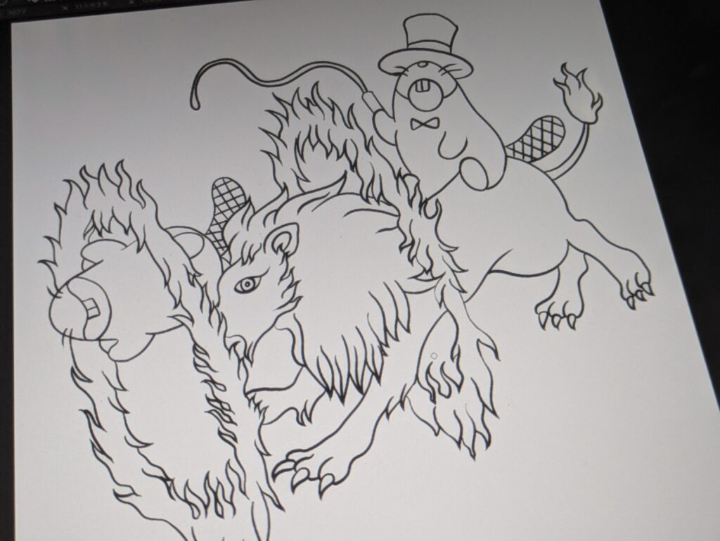 あやしいサーカス猛獣使い線画