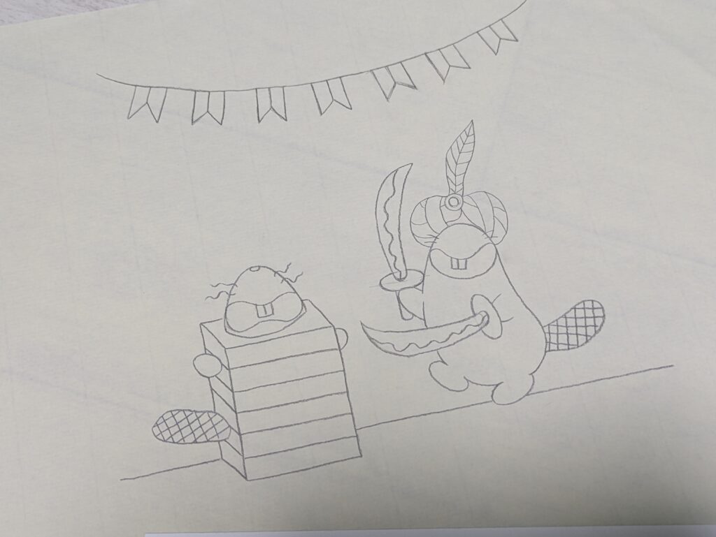 あやしいサーカスナイフ男下絵
