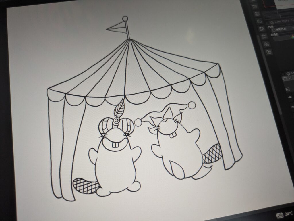 あやしいサーカス表紙線画