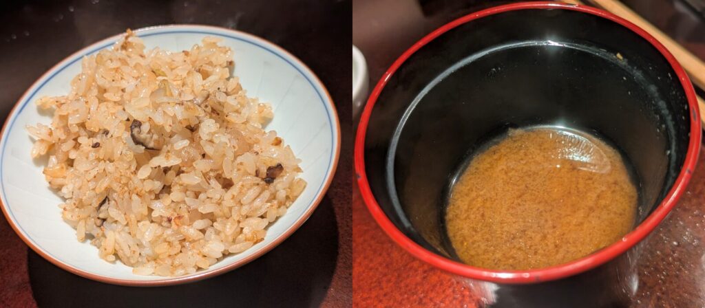 立川薊味噌汁とガーリックライス