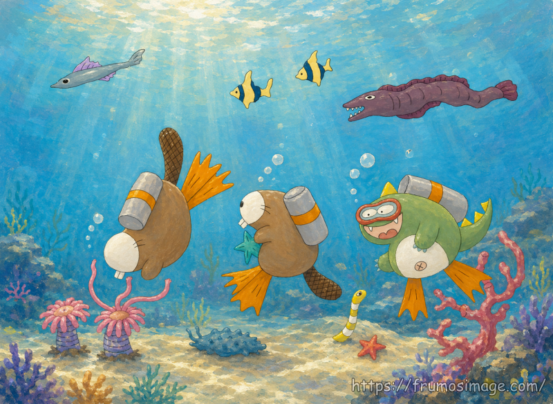 Stage2で最初に生成したごちゃつき海中背景
