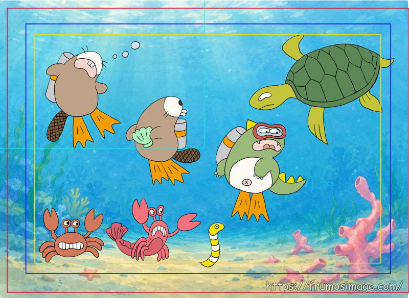 CLIP STUDIOで背景にキャラクターを仮合成した作業画面