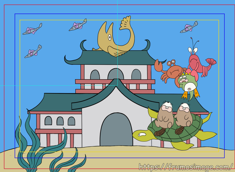 Scene6の印刷ガイドを重ねた原画