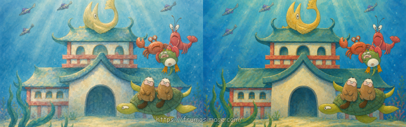 Stage2-AとStage2-Bの竜宮城背景比較